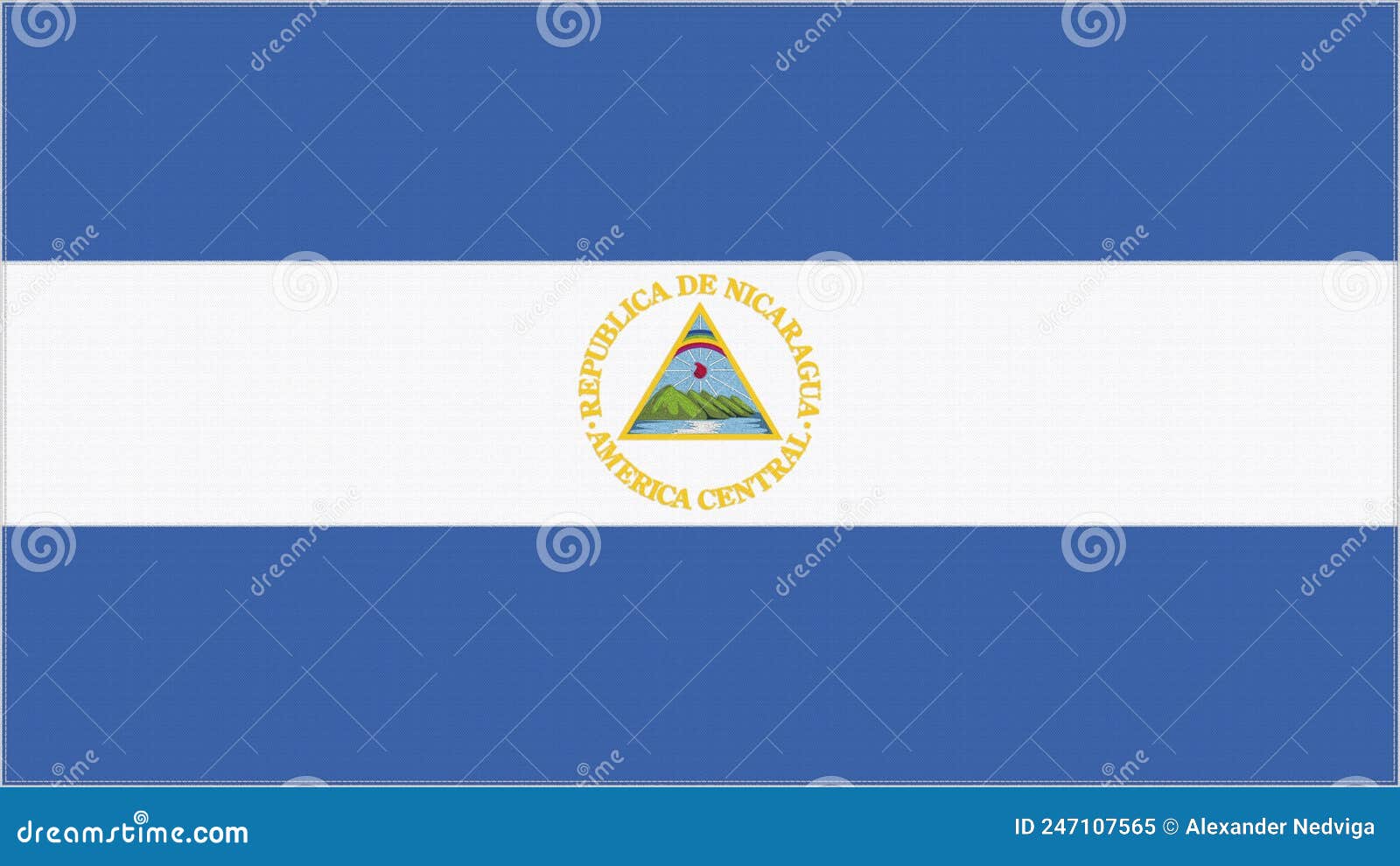 Nicaragua Embroidery Flag. Emblem Stitched Fabric. Embroidered Coat of ...