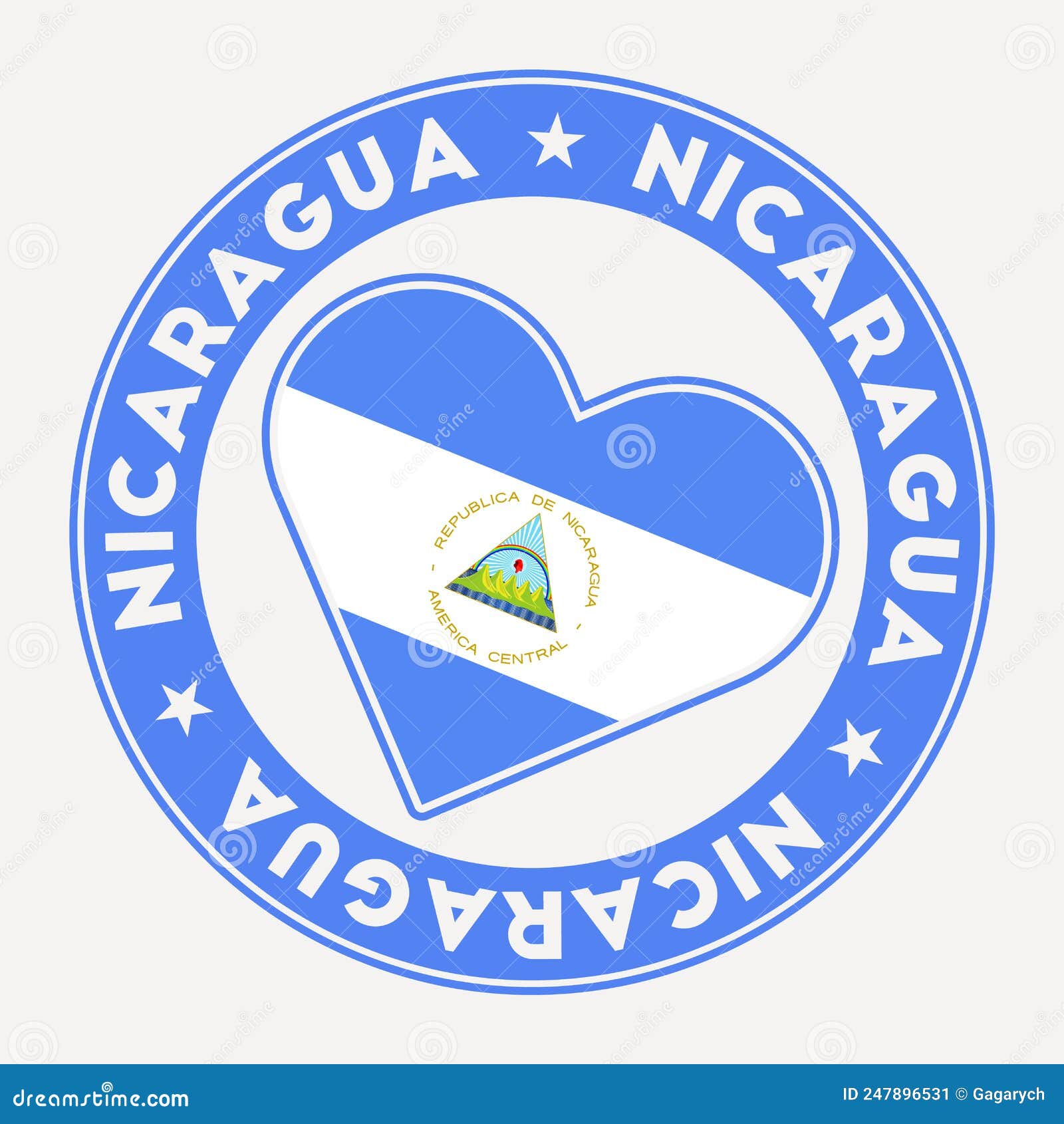 nicaragua heart flag badge.