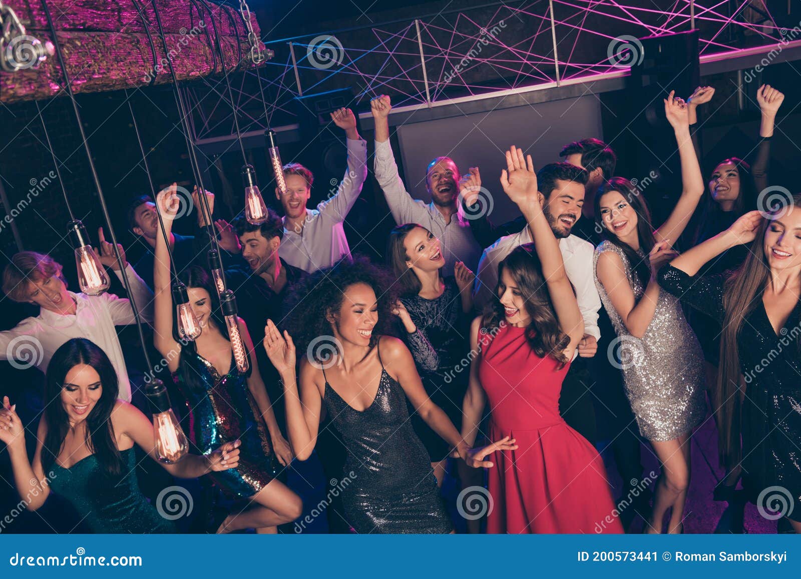 Nice Attractive Elegant Cheerful Crowd Dancing Enjoying Corporate Event ...