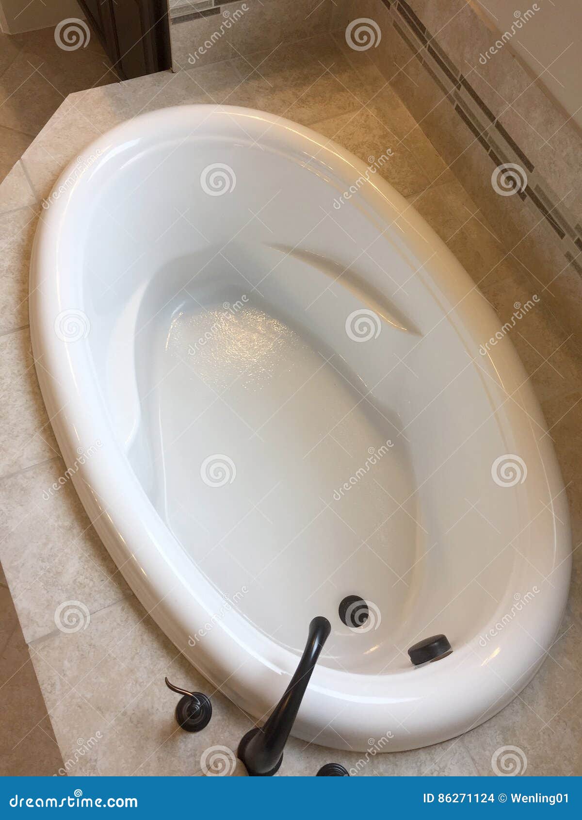 Nice Bathtub in New Bathroom Stock Photo Image of house, furniture