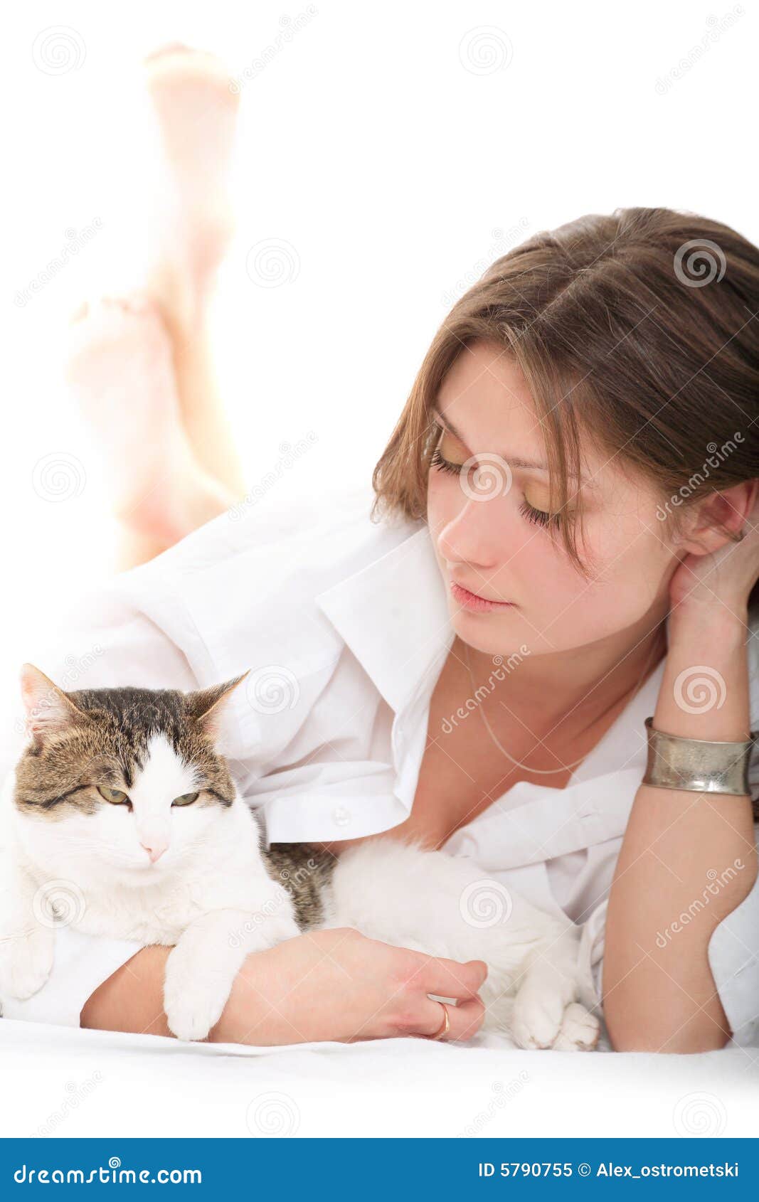 Pretty Woman With A Cat Stock Image Image Of Beauty Gorgeous