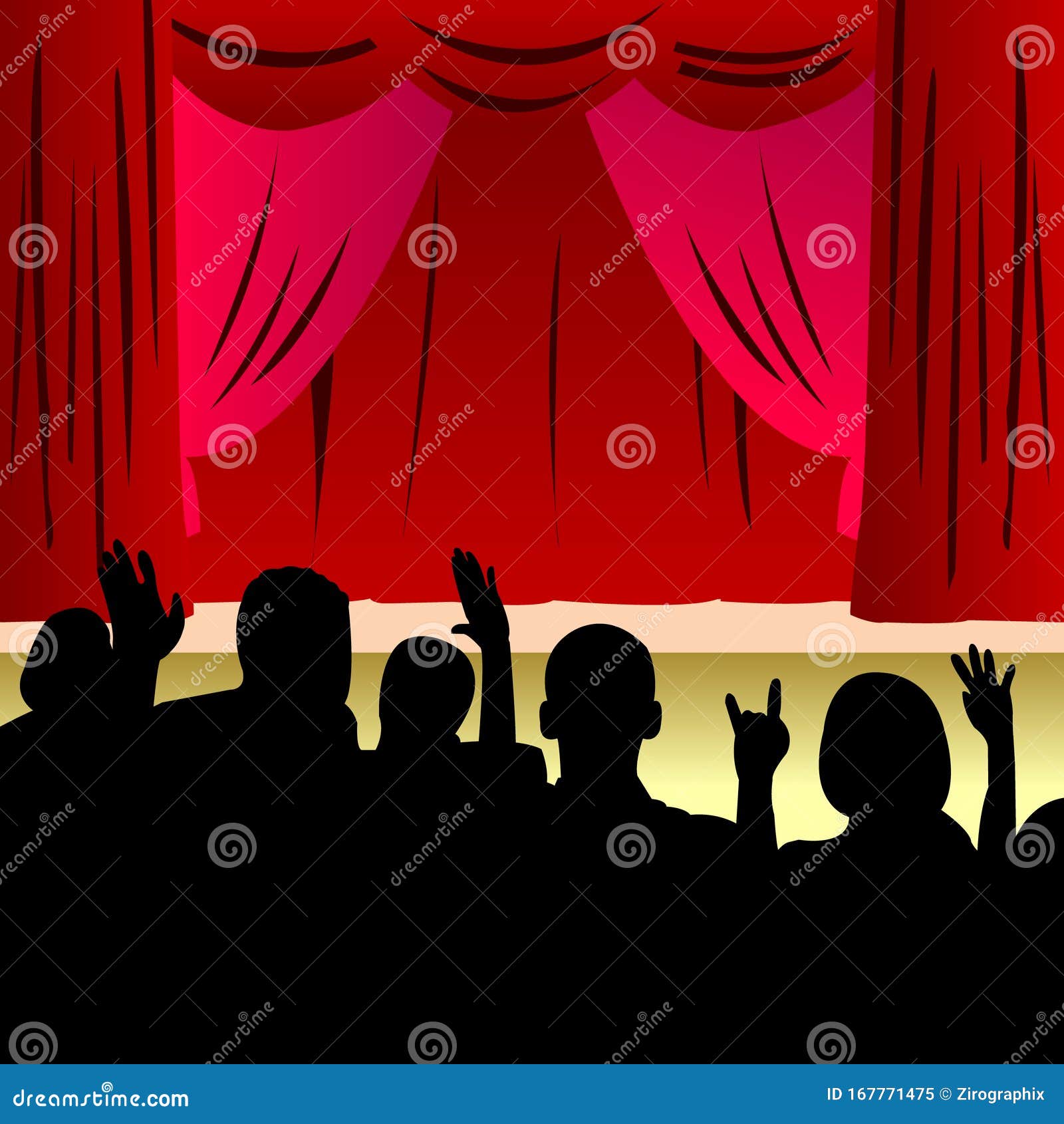 Stage and Audience Vector Art Design Stock Illustration - Illustration