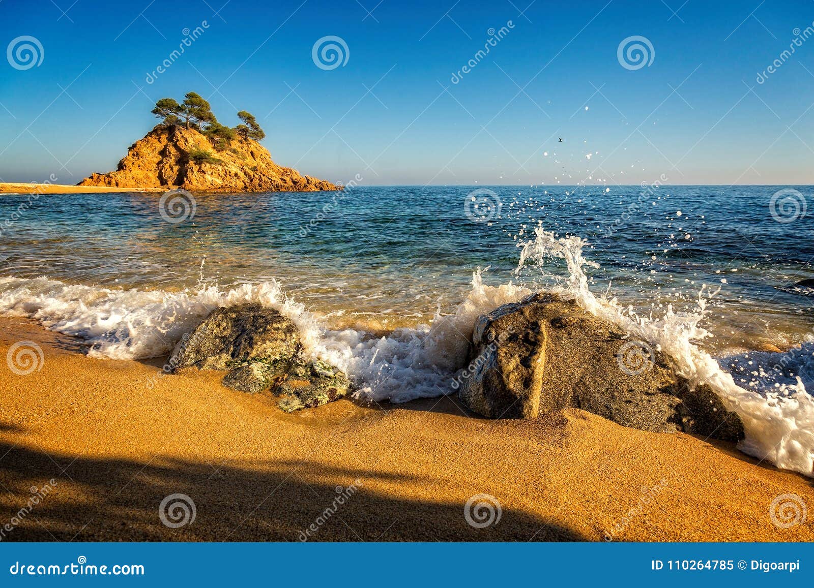 nice detail of the spanish coast in costa brava, playa de aro