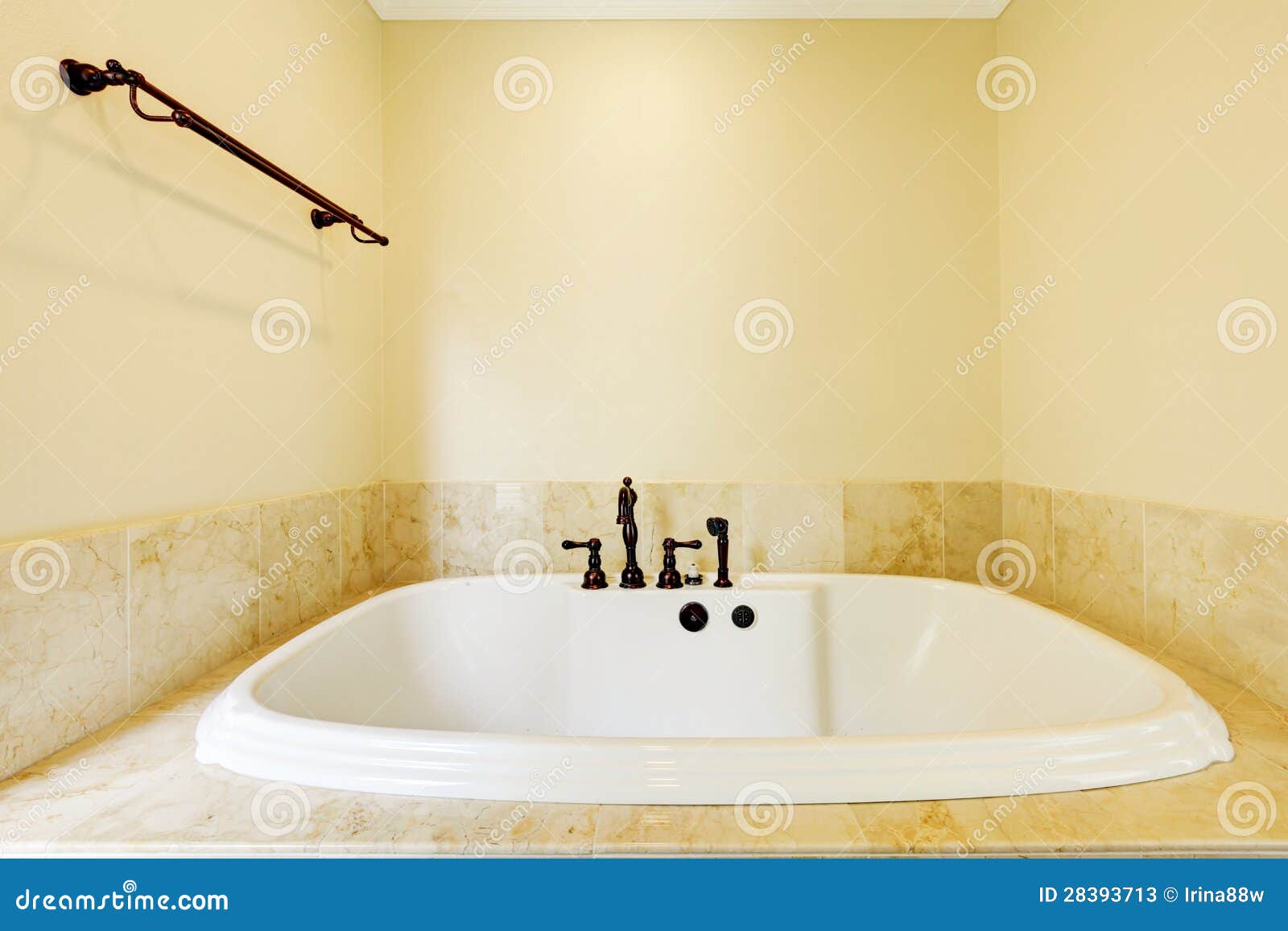 Nice Empty Bathroom With Large White Tub Stock Image - Image of design