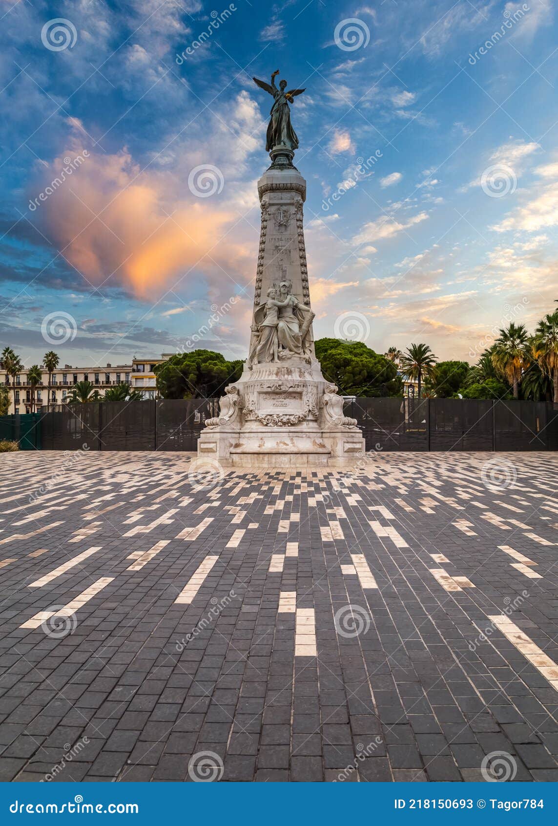 Nice, France, Statue of Goddess Monument Centenary Built in 1893. Symbol of City Nice. Stock Image - Image of granite, city: 218150693
