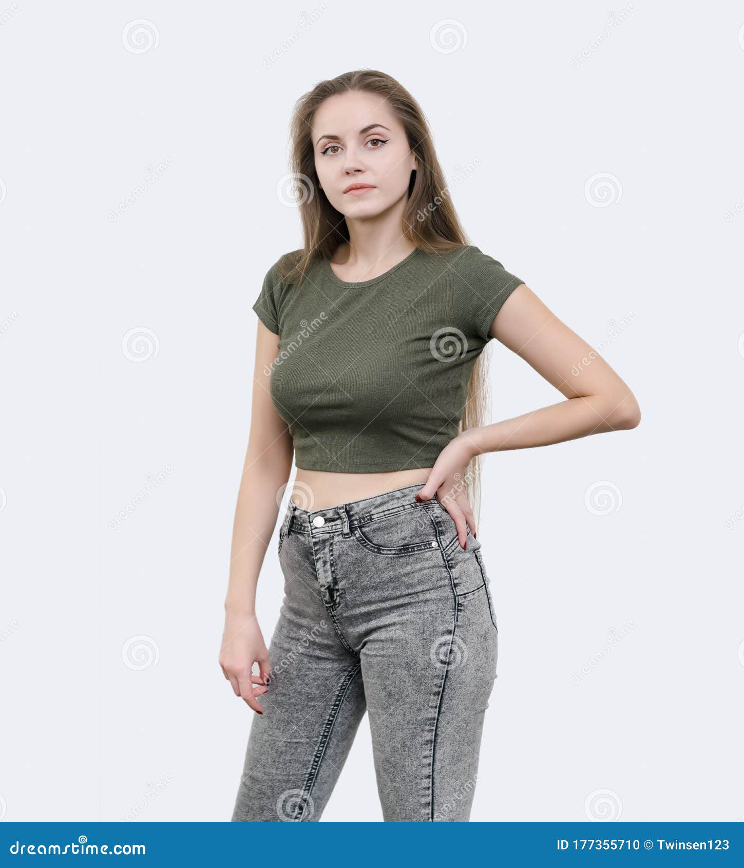 Nice Girl with Beautiful Breasts in a Green T-shirt Posing on Ca Stock  Photo - Image of babe, advert: 177355710