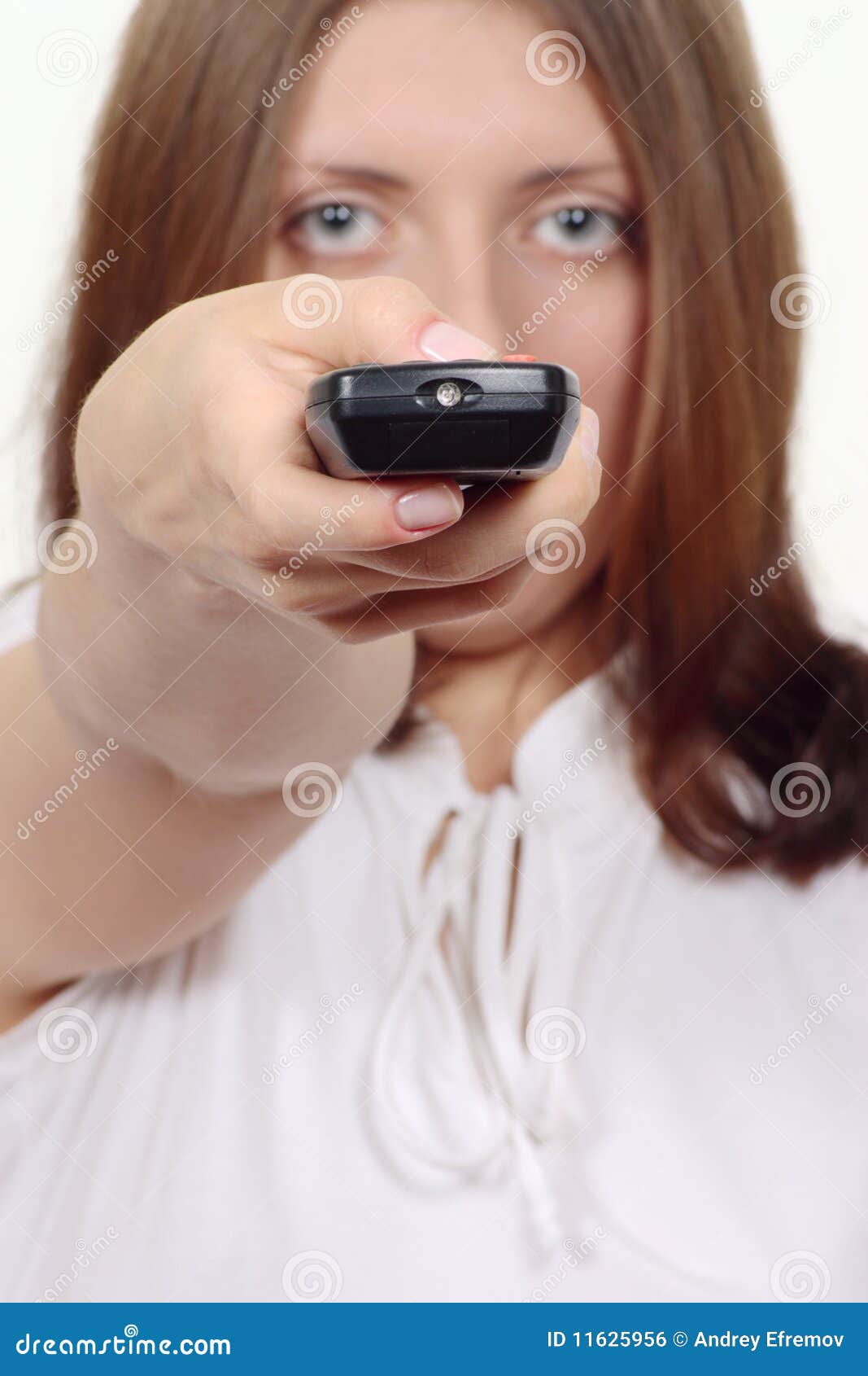 The Nice Girl with a Control Panel Electronics Stock Photo Image of