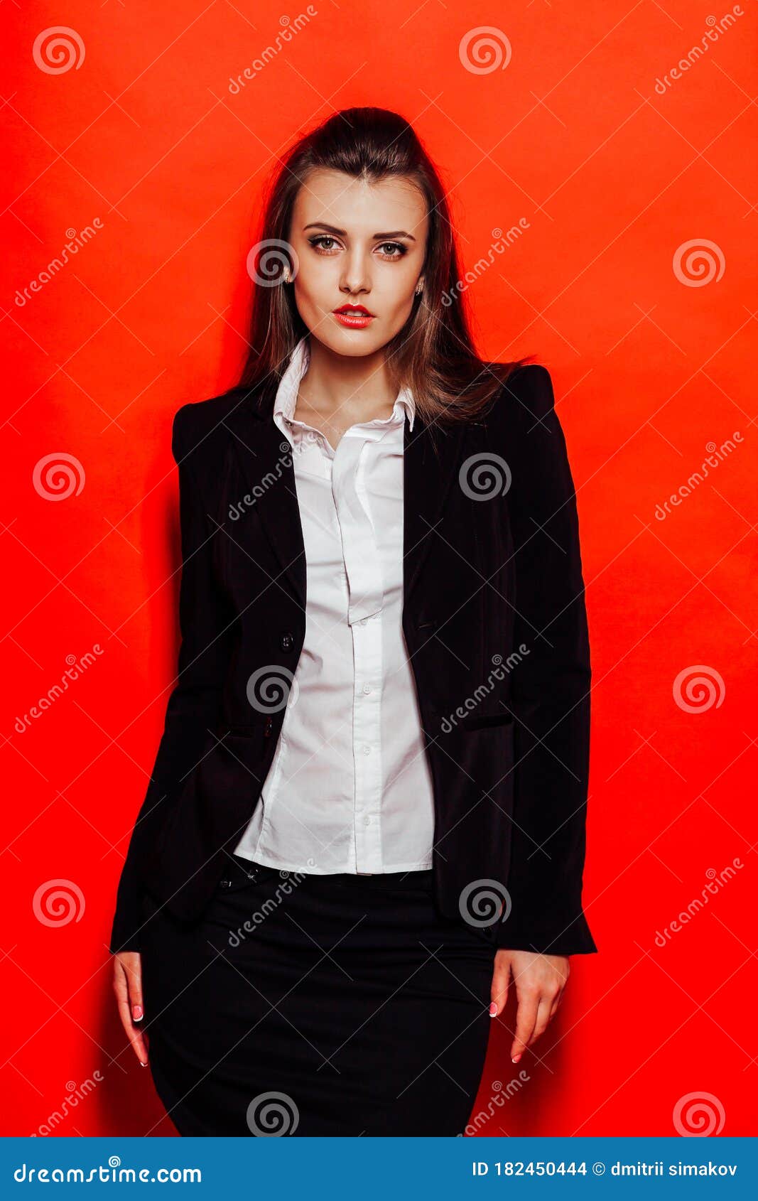 Girl Model Posing in the Studio and Looking at the Camera Stock Photo ...