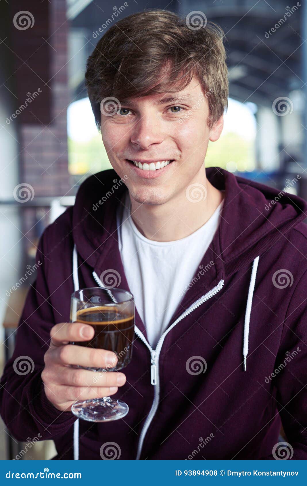 Nice Guy Drinking Strong Coffee in a Glass Stock Photo Image of