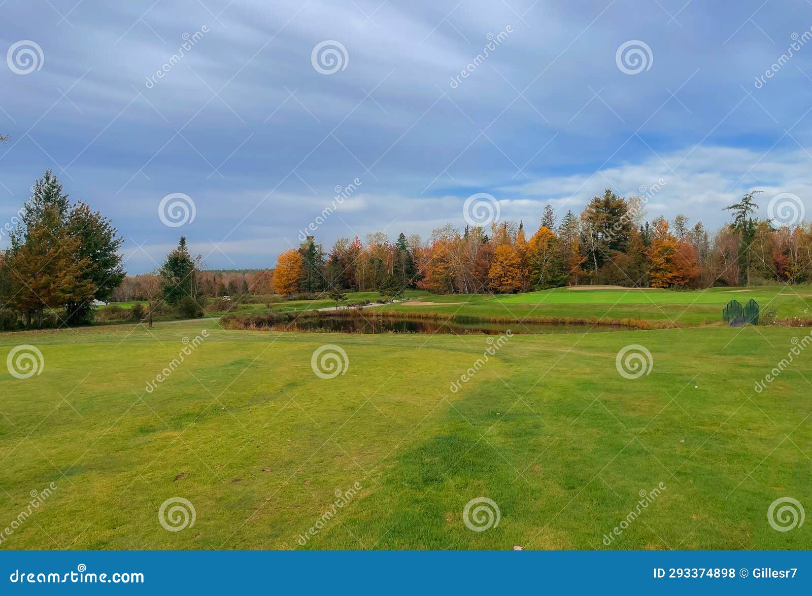Nice Hole on a Canadian Golf Club in Quebec in Fall Stock Photo Image