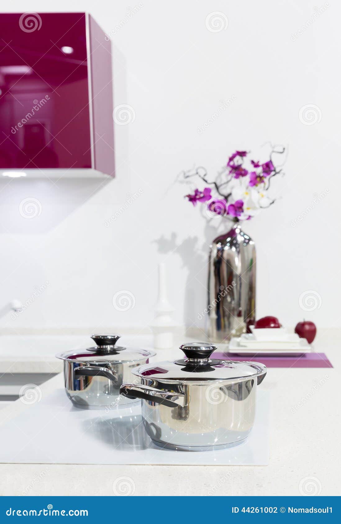 Nice Kitchen Interior with Orchid Flower Stock Photo Image of