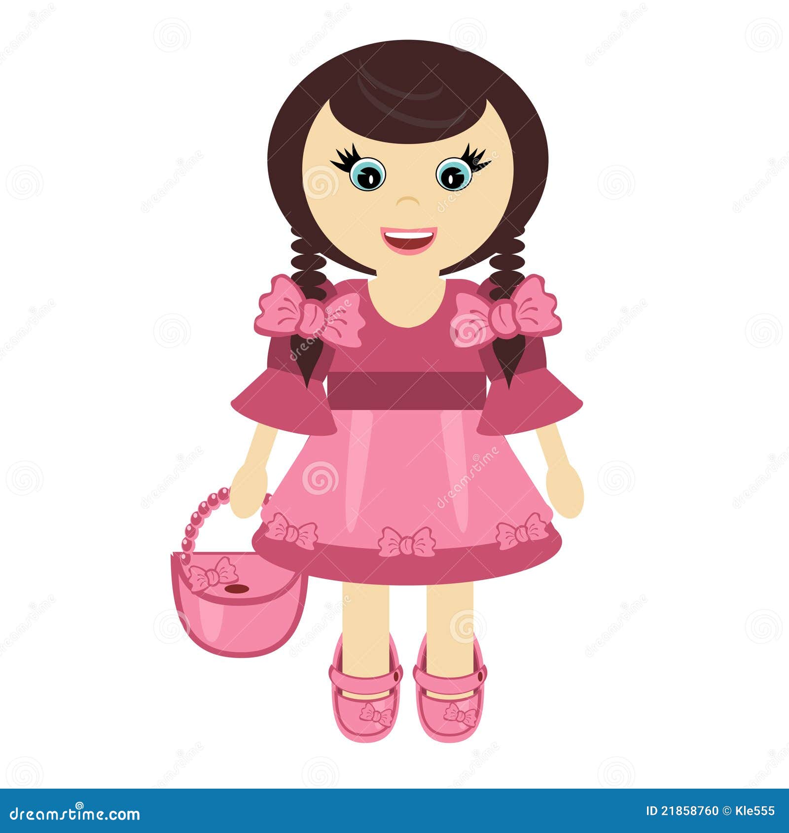 Nice little girl with bag stock illustration. Illustration of girl ...