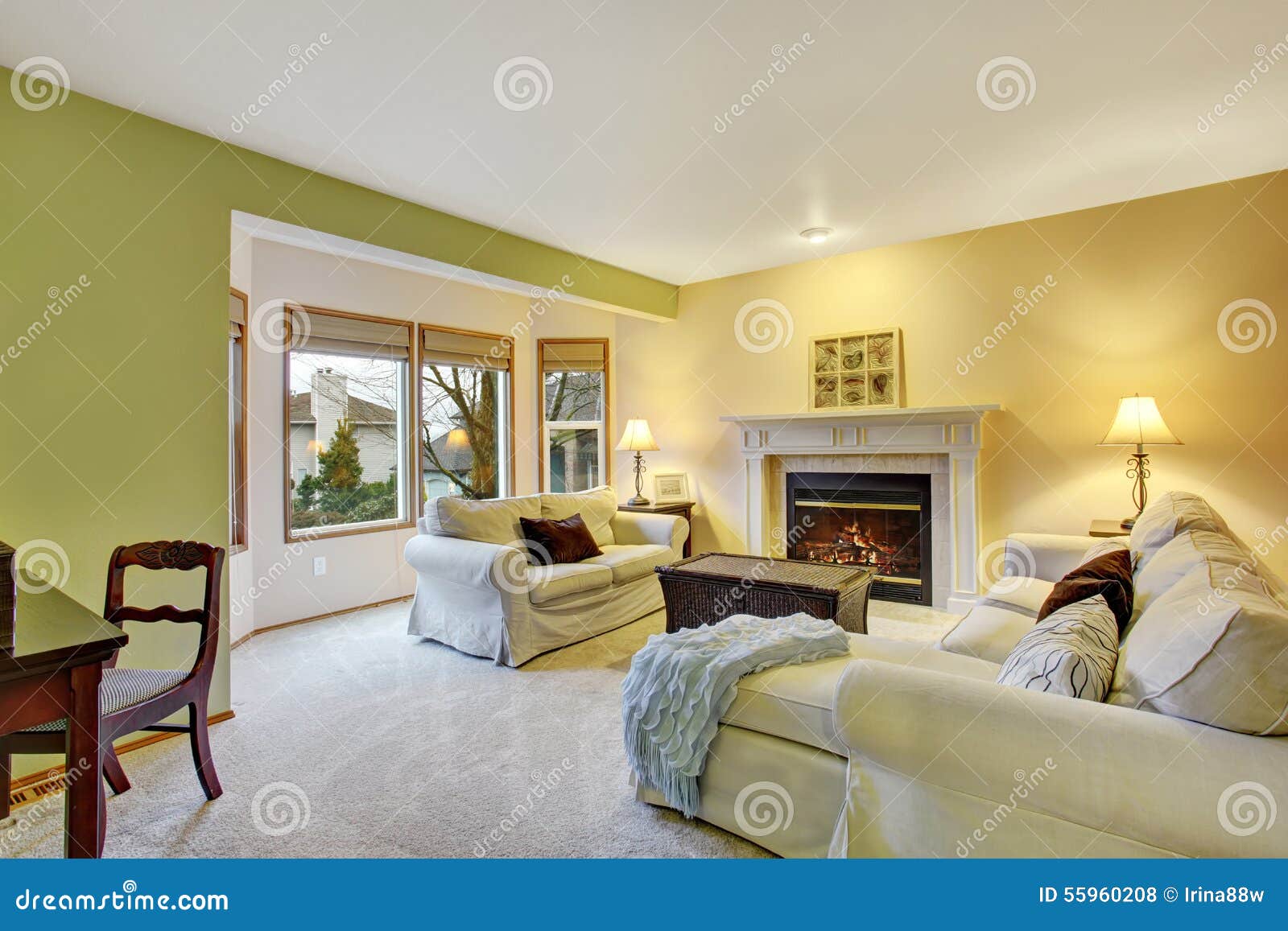 Nice Living Room with Decor. Stock Photo Image of bright, bathroom