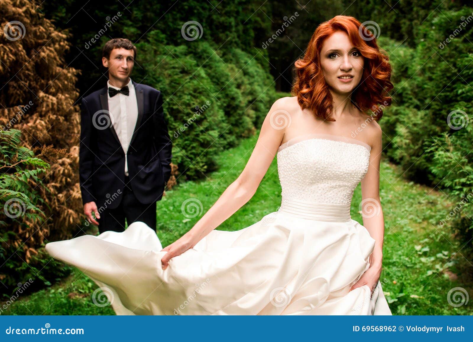 Nice Photo of the Married in the Forest Stock Photo