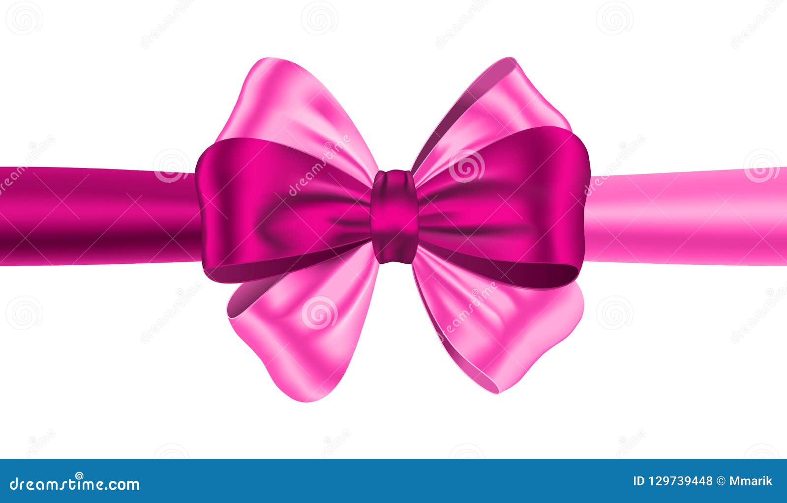 Cute pink bow with white dot isolated on white background. Stock Vector