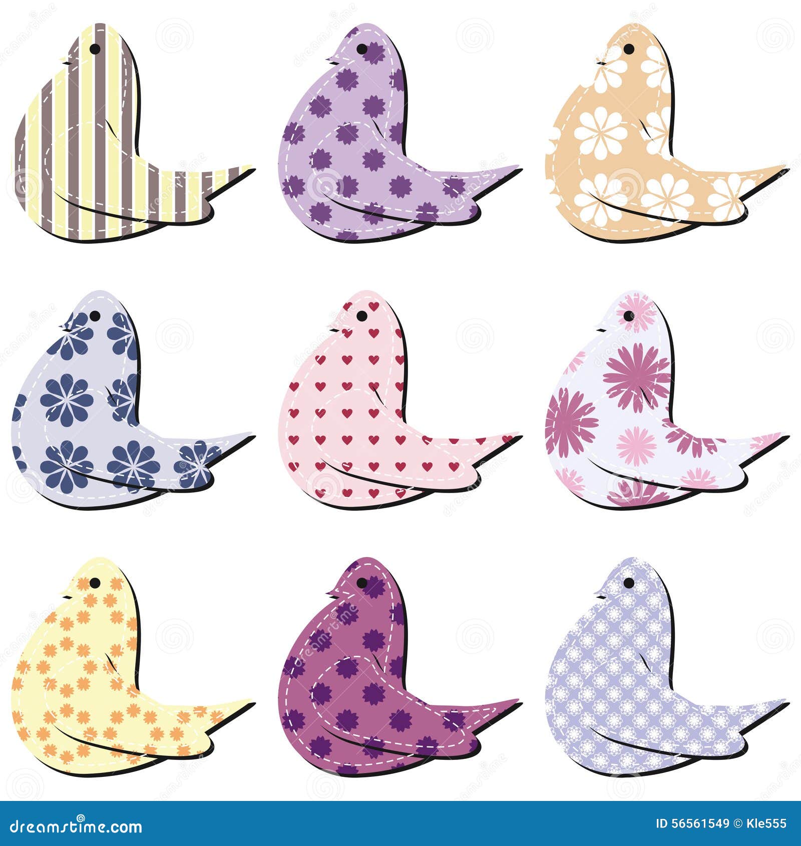 Nice Scrapbook Birds on White Stock Illustration Illustration of