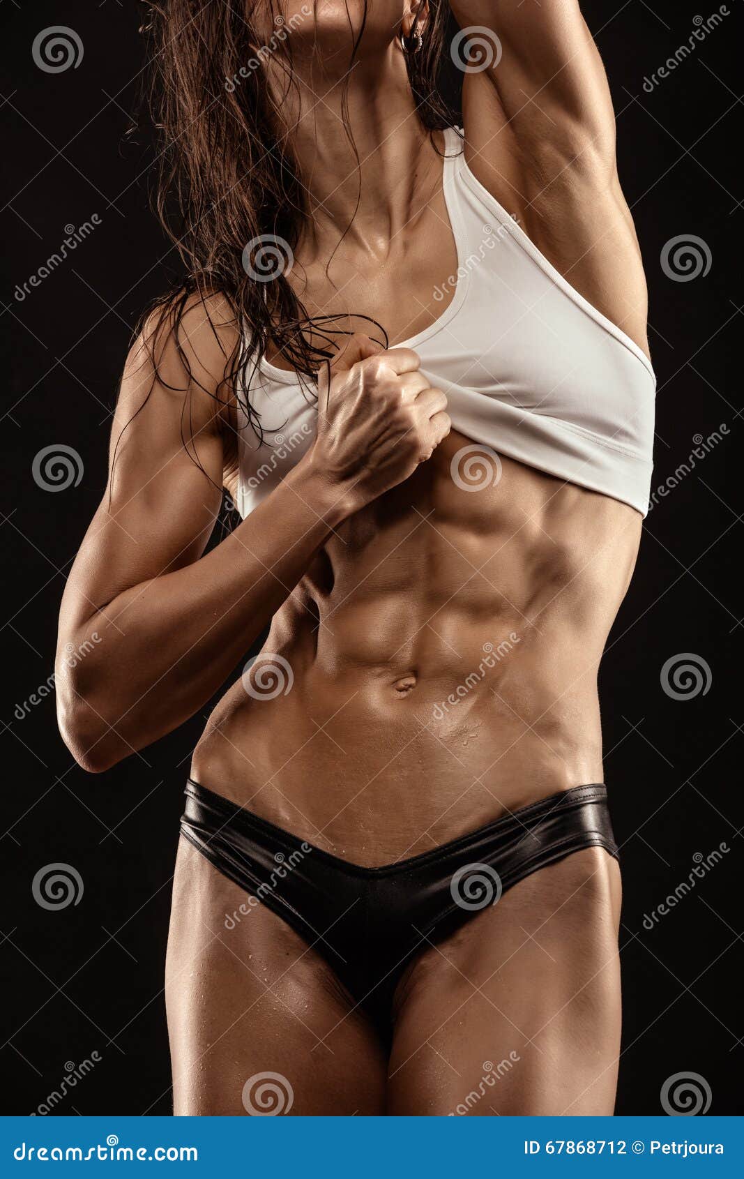 219 Portrait Young Fitness Woman Shows Biceps Stock Photos - Free