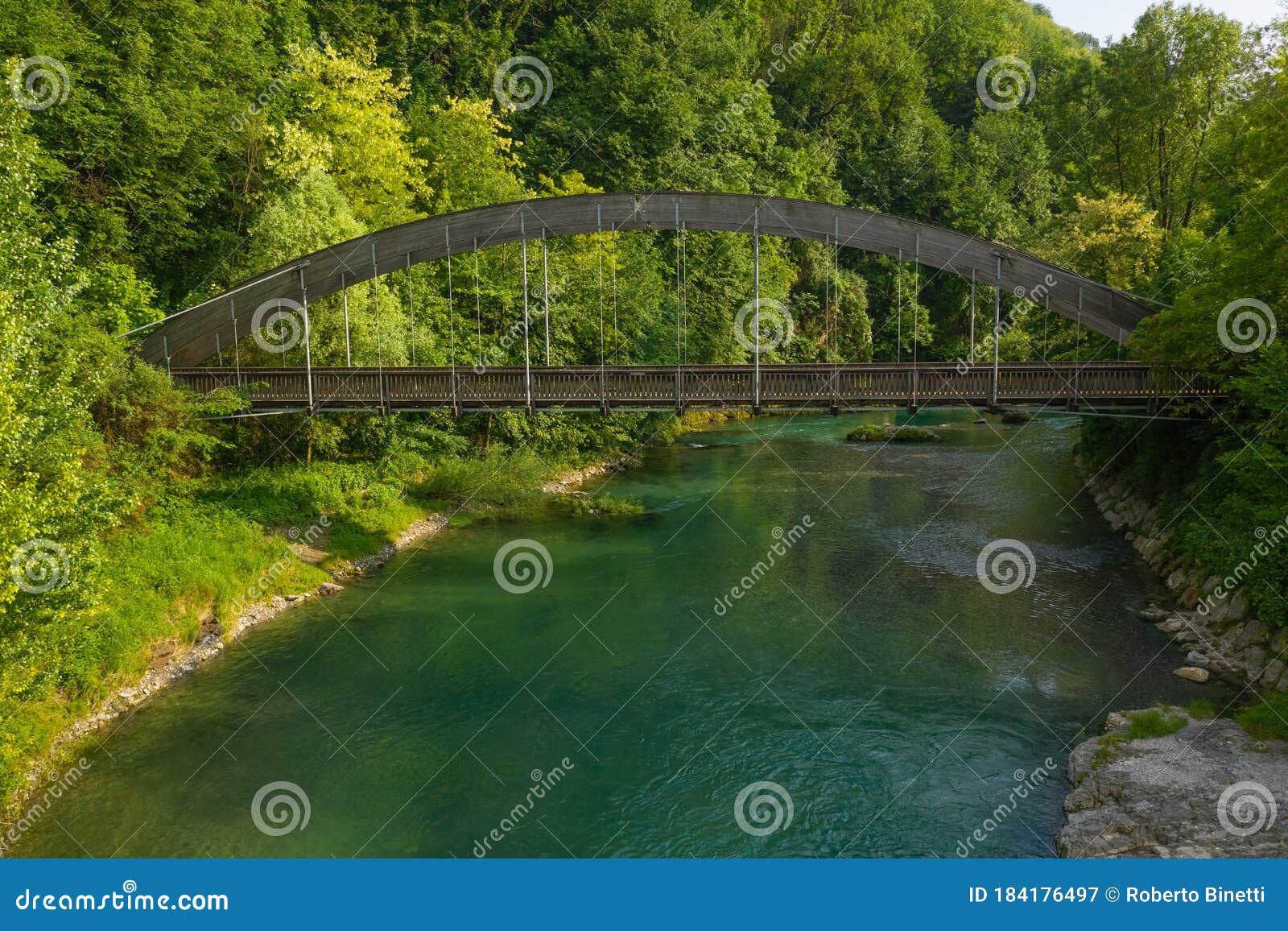 nice view of the serio river and old bridge