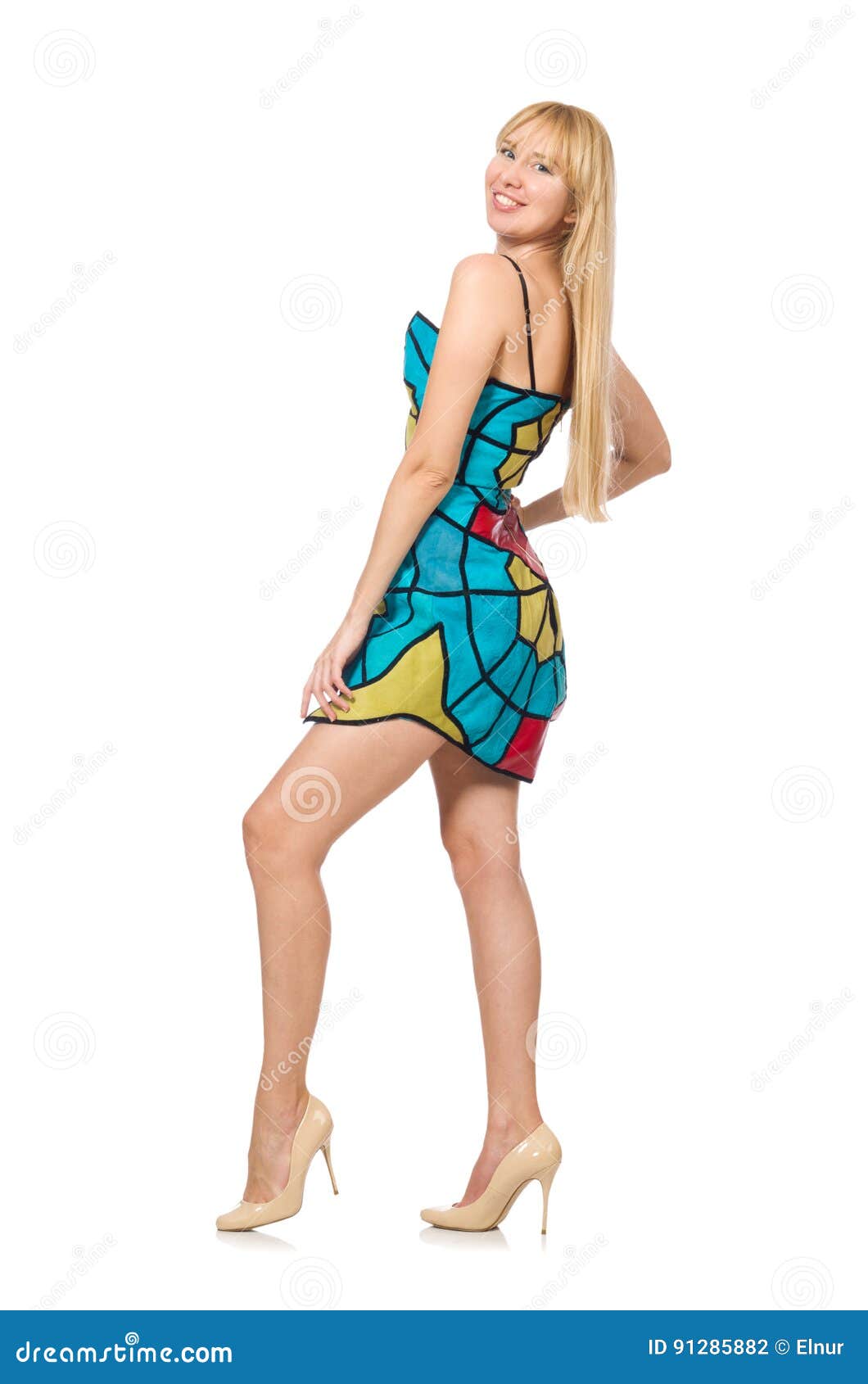 The Nice Woman Model Isolated on the White Background Stock Photo