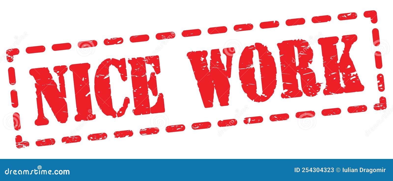 NICE WORK Text Written on Red Stamp Sign Stock Illustration