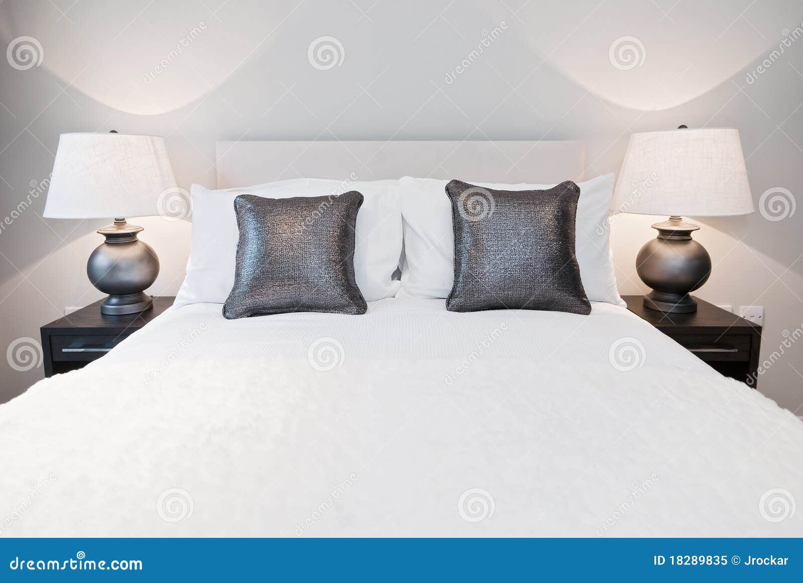 Nicely done double bed stock image. Image of night, duvet 18289835