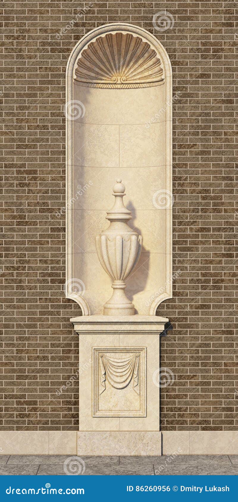 Niche in a Classic Style with a Vase on a Brick Wall Stock Photo Image of sunny, scopes 86260956