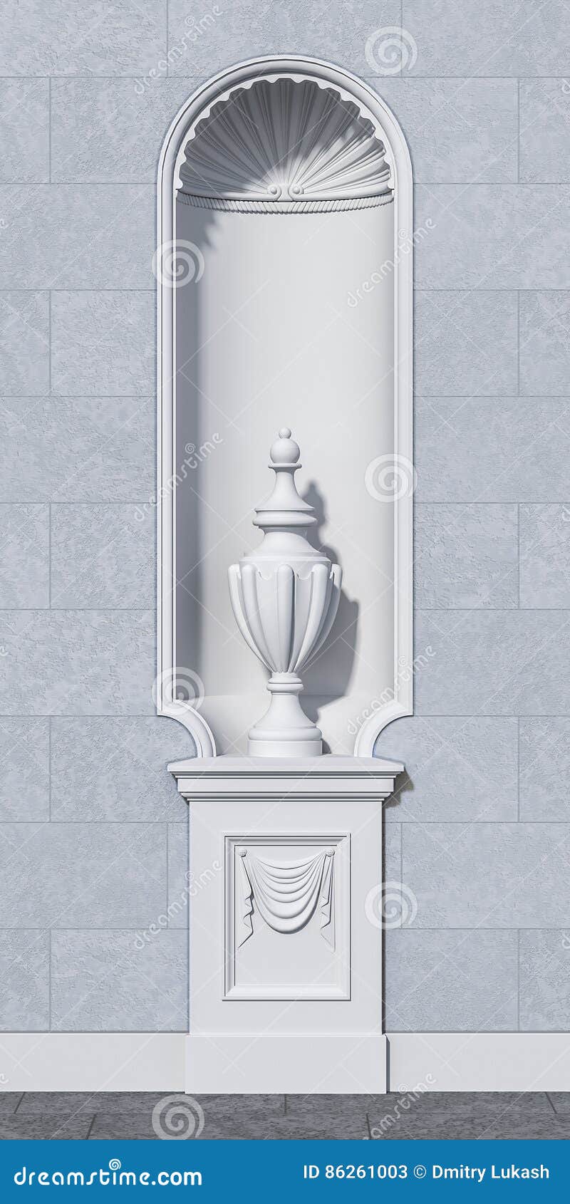 Niche with a Vase in a Classical Style Stock Illustration