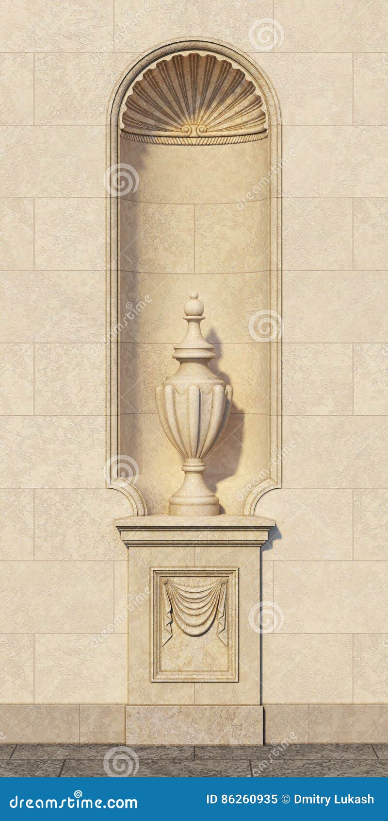 Niche with a Vase on a Stone Wall Stock Illustration Illustration of