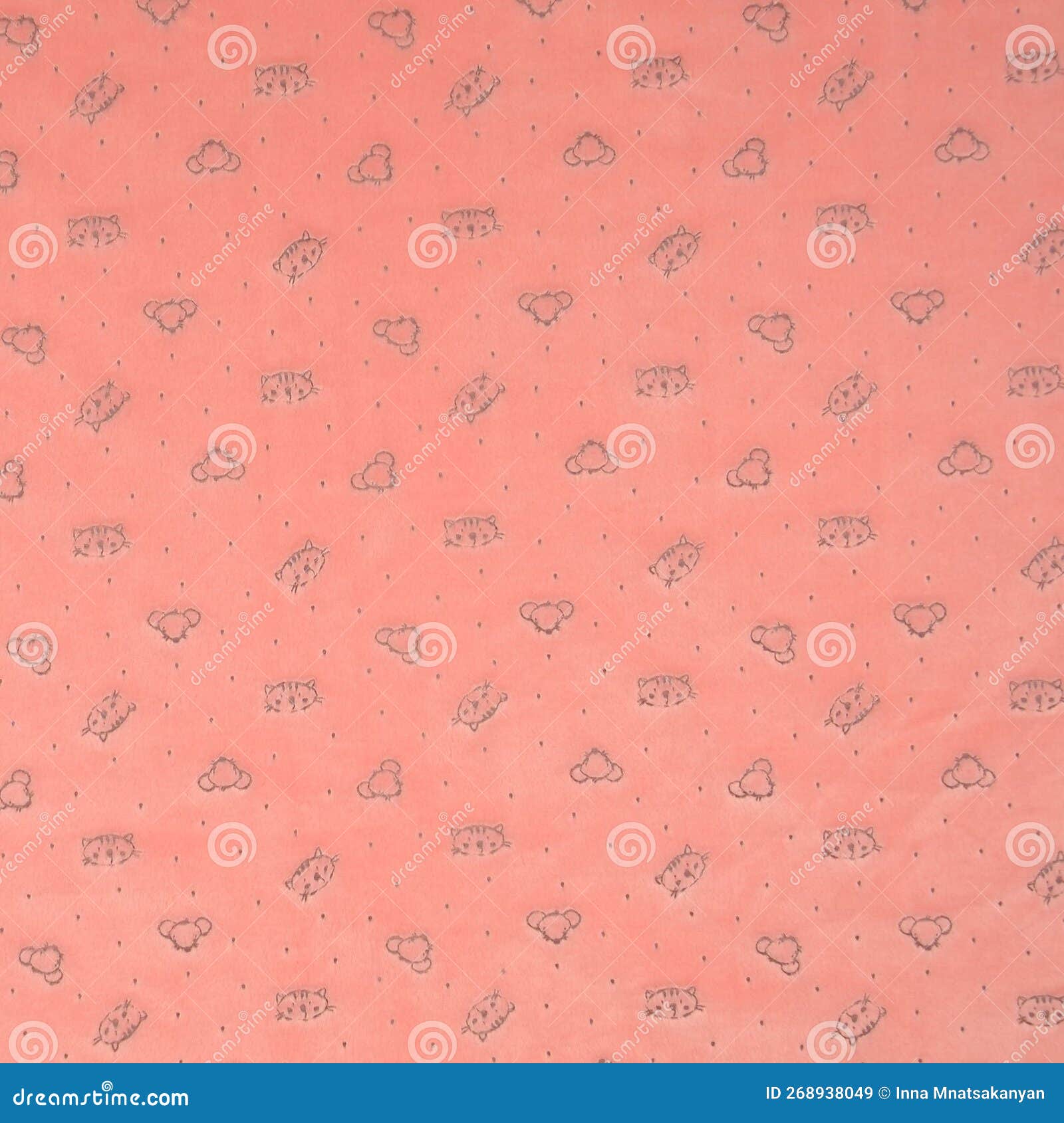 nicki fleece fabric texture with cat and mouse print