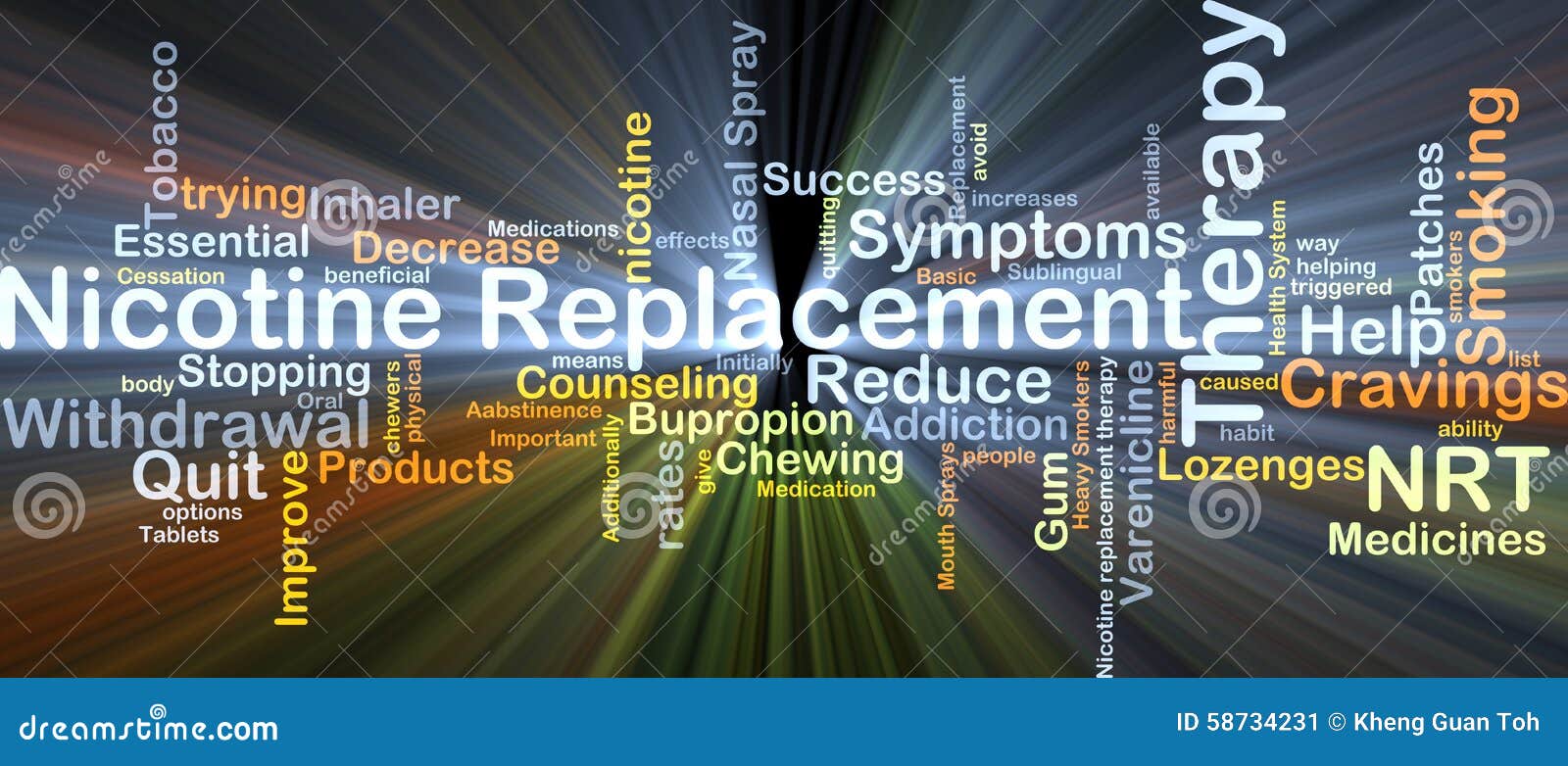 nicotine replacement therapy nrt background concept glowing