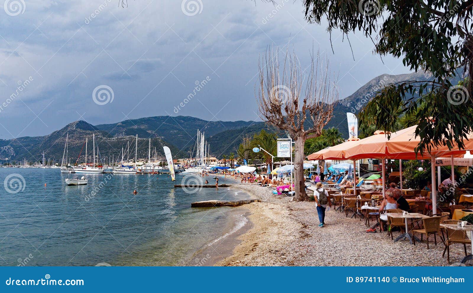 Nidri Beach, Lefkada Greek Island Editorial Image - Image of chairs ...