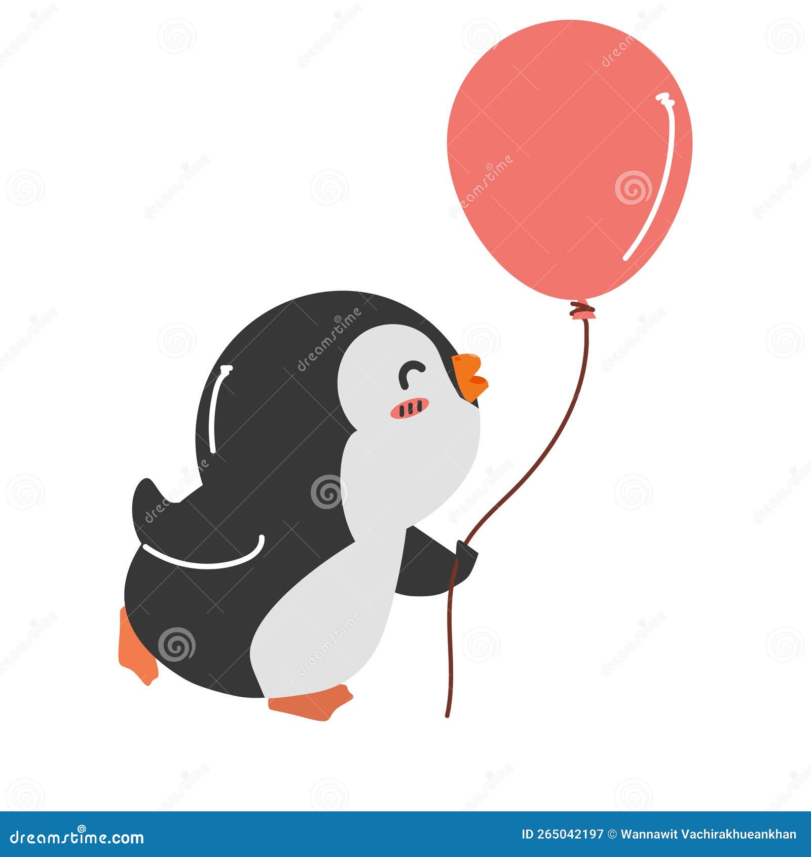 Niedlicher Pinguin Mit Ballonkartoon Vektor Abbildung