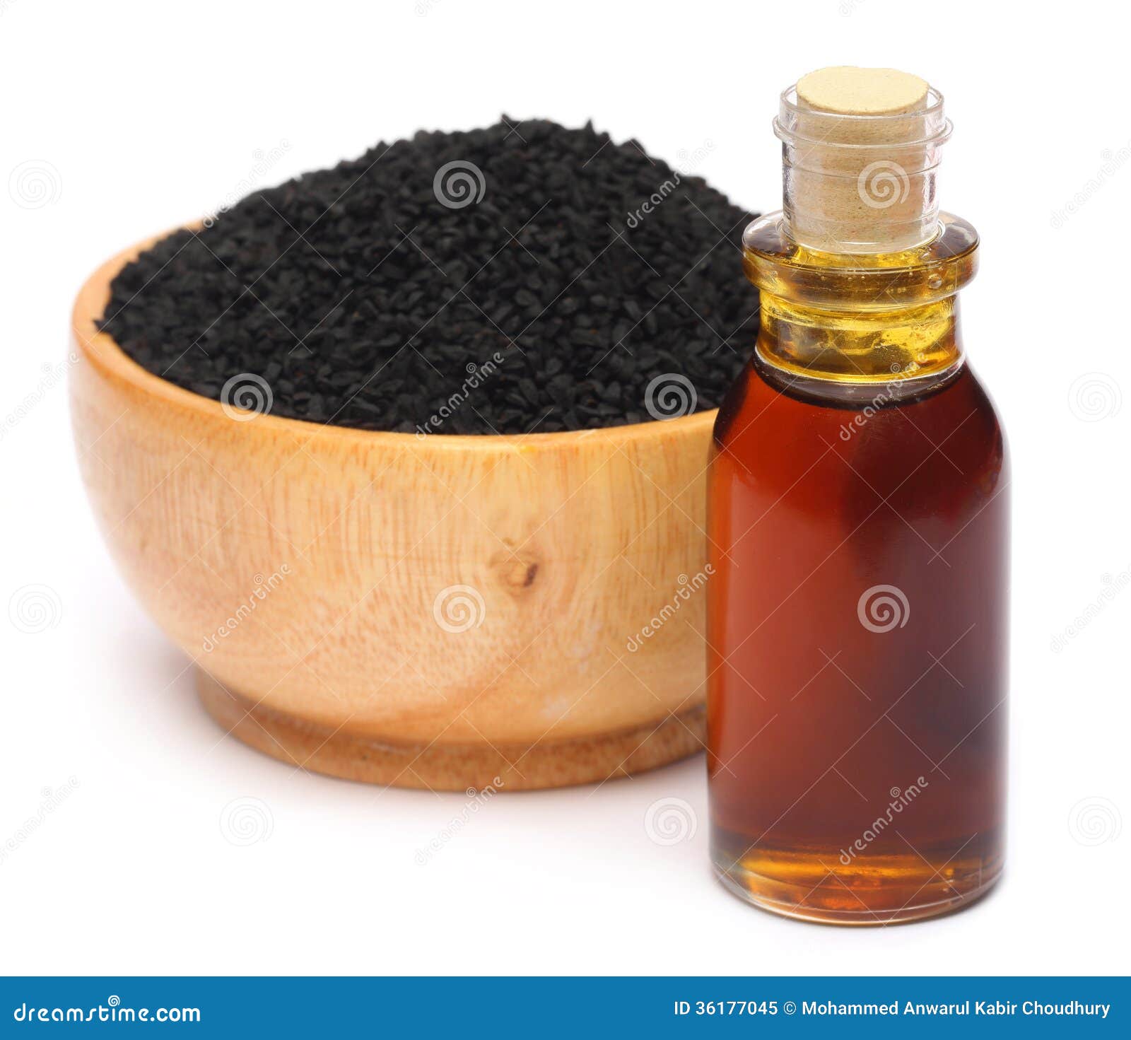 Nigella Sativa Or Black Cumin With Essential Oil Stock Image Image of