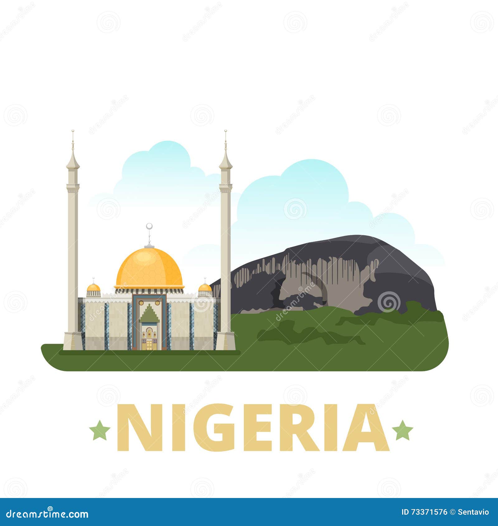 nigeria country  template flat cartoon style