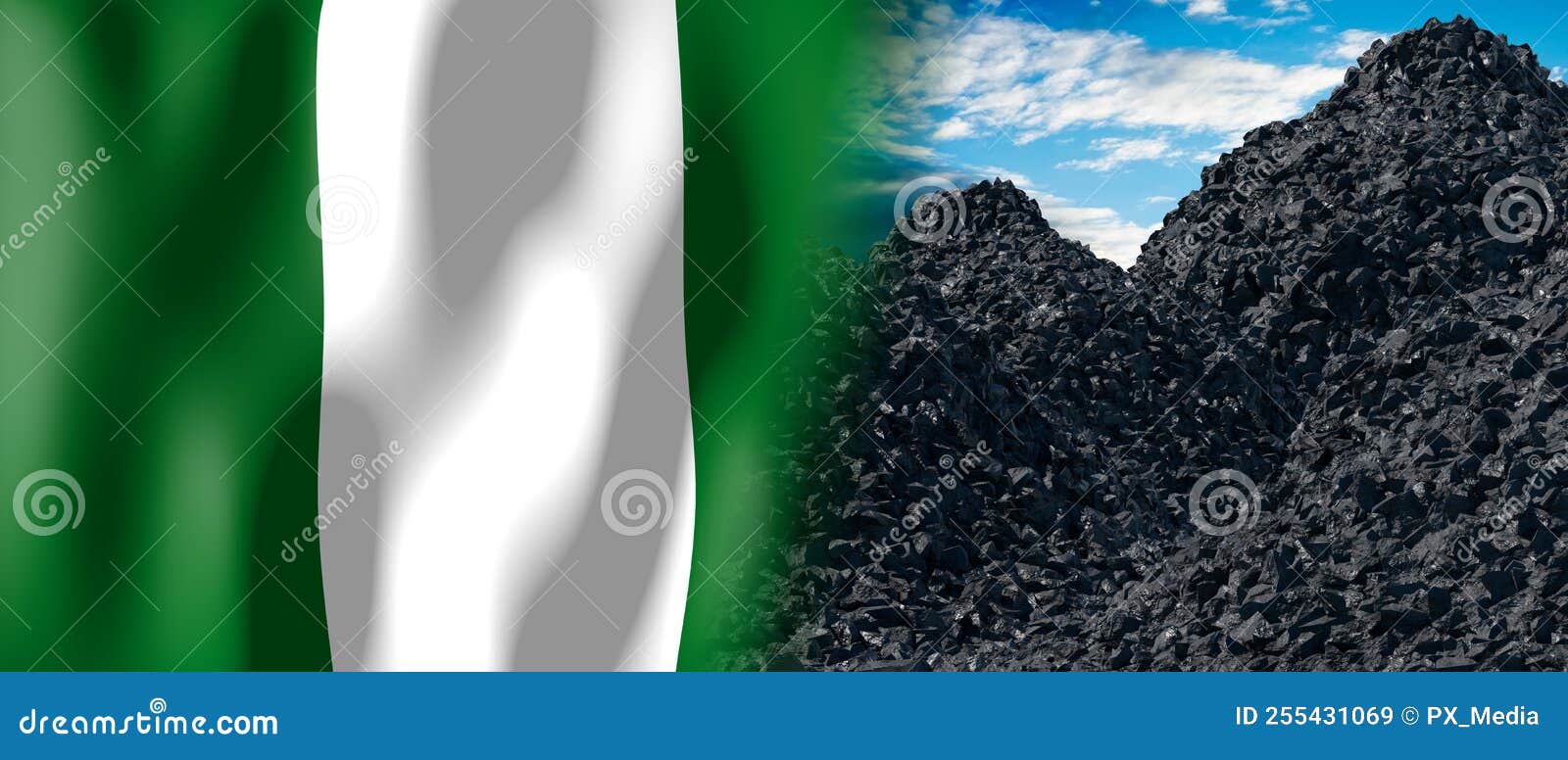 Nigeria Country Flag and Pile of Coal Stock Illustration Illustration of nigeria, mining
