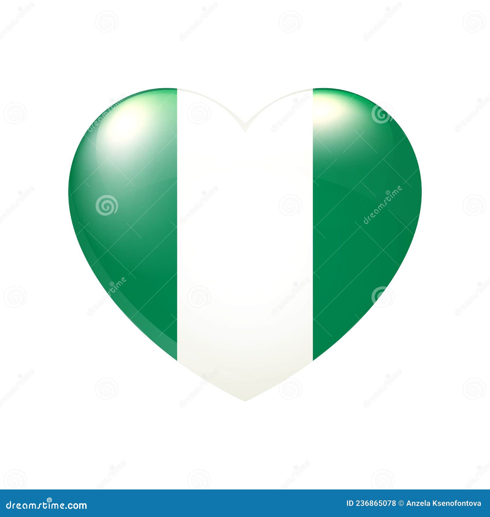 Nigeria Flag in Heart. Vector Emblem Icon. Country Love Symbol ...