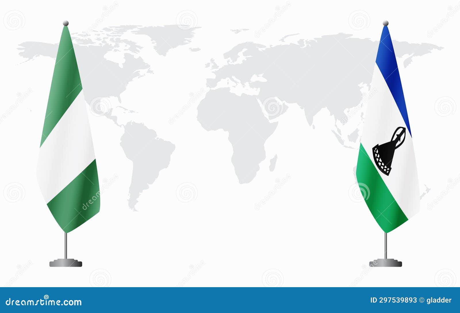 nigeria and lesotho flags for official meeting
