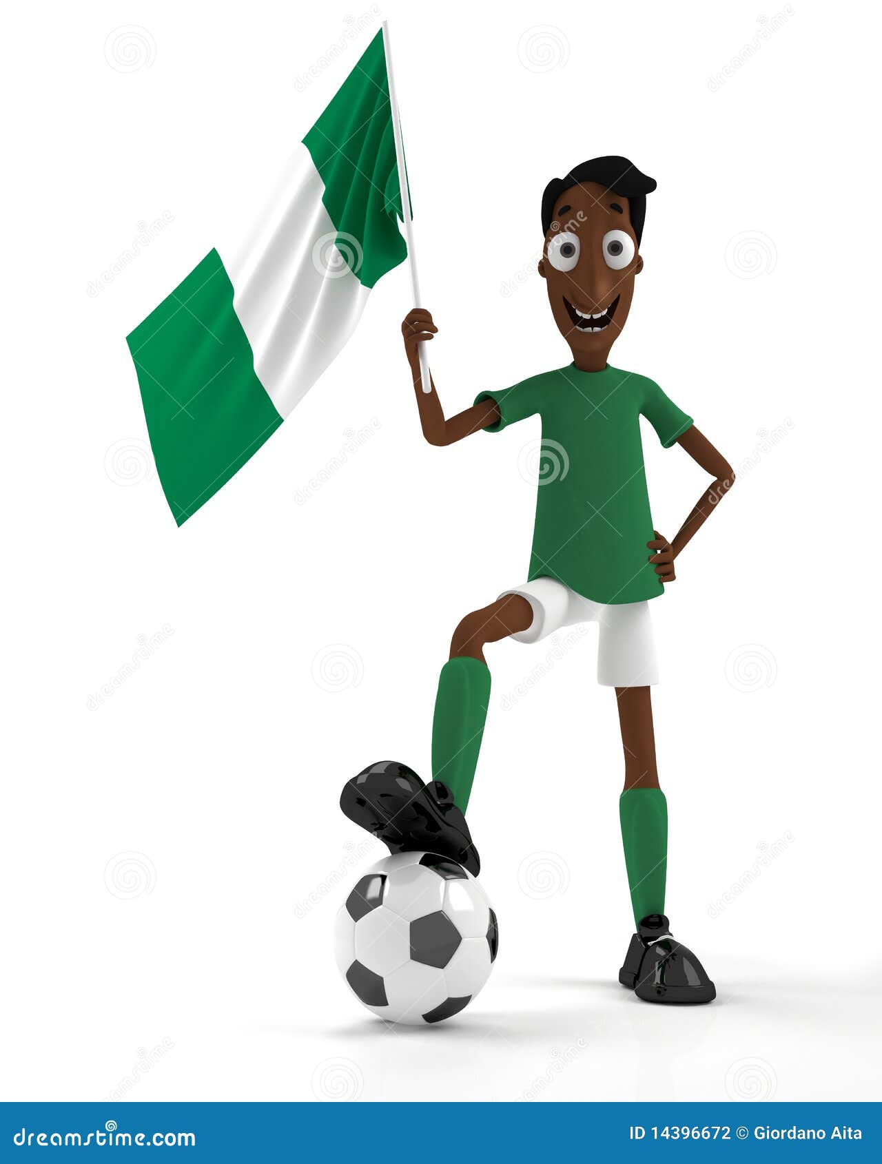 Nigerian soccer player stock illustration. Image of characters - 14396672