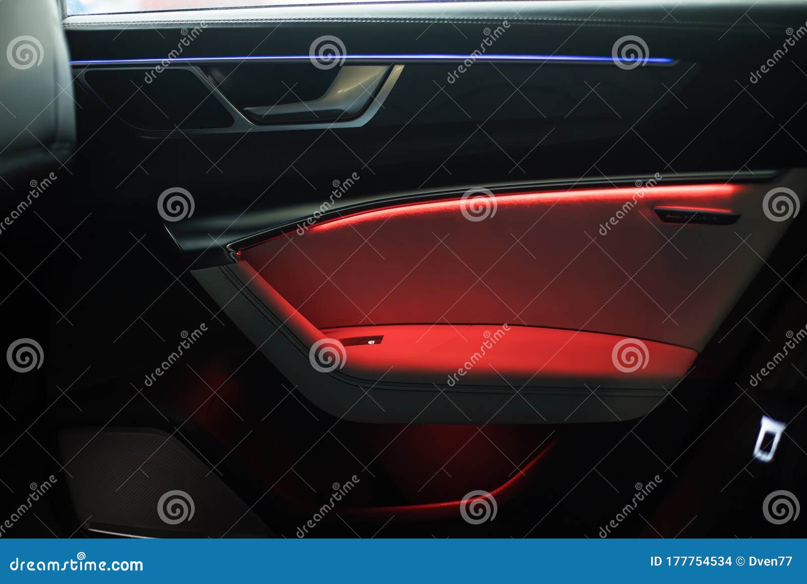 Night Ambient Led Light Inside of Car Interior. Door Card Stock Photo Image of interior