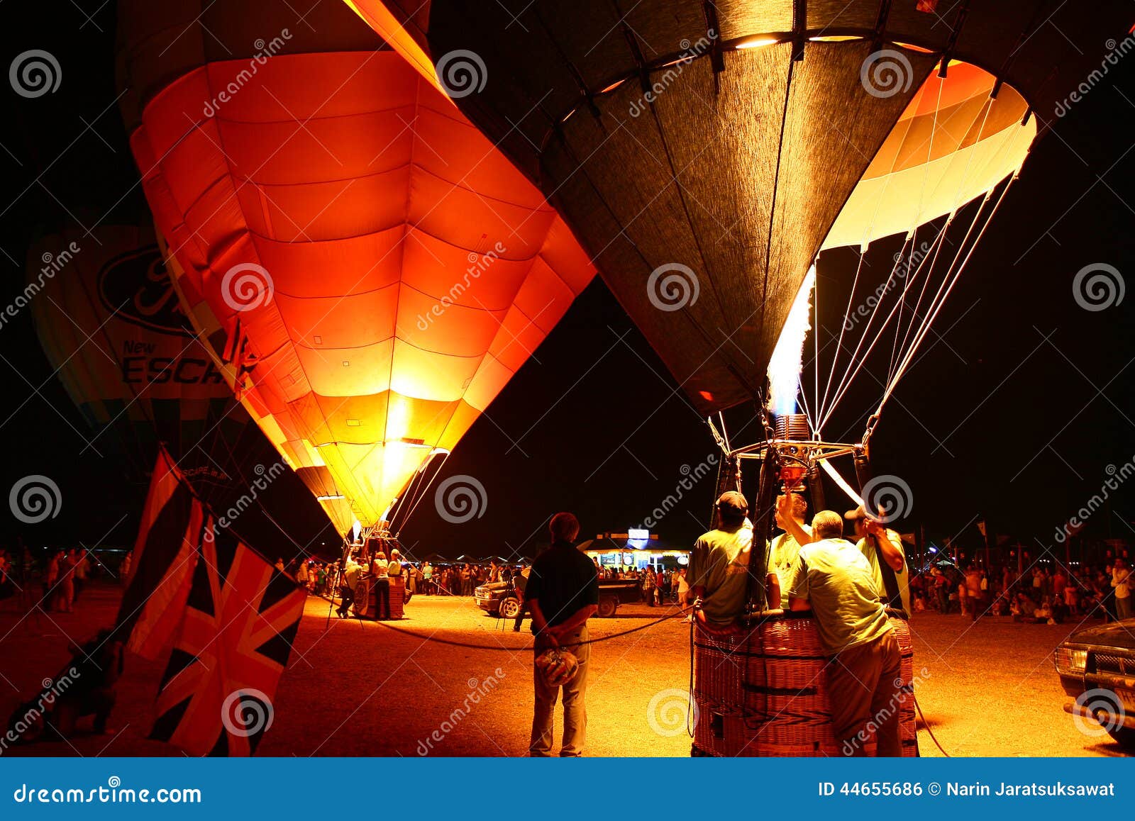 NIGHT BALLOONS RISING FESTIVAL. Balloon fair at night Ayutthaya Thailand