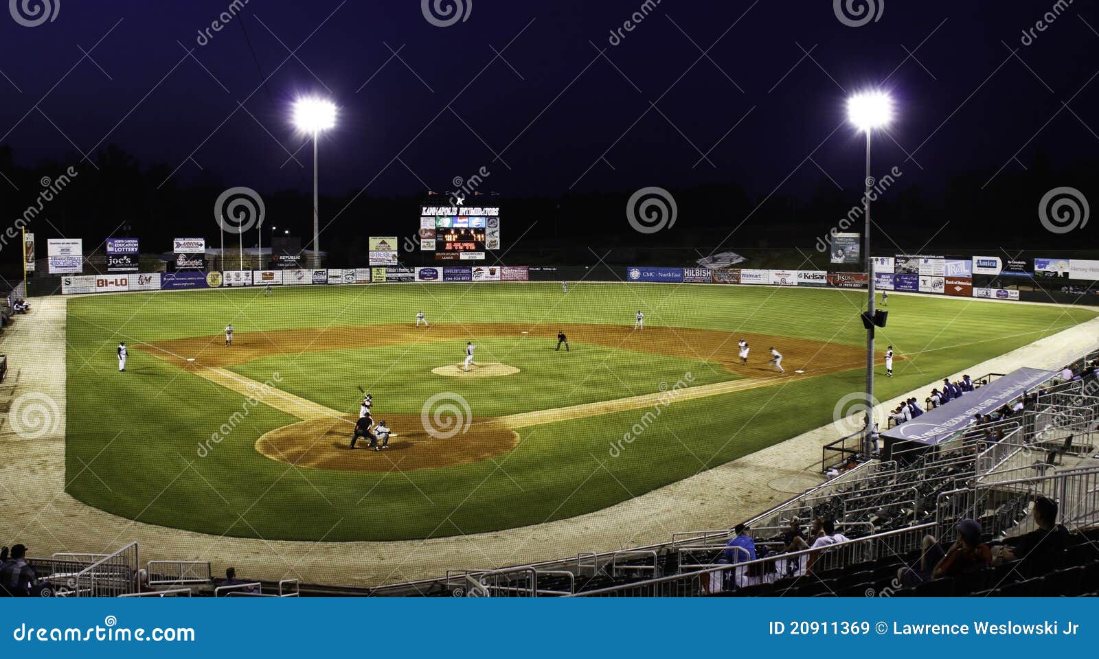 Night Baseball Minor League Stadium Editorial Stock Image Image of