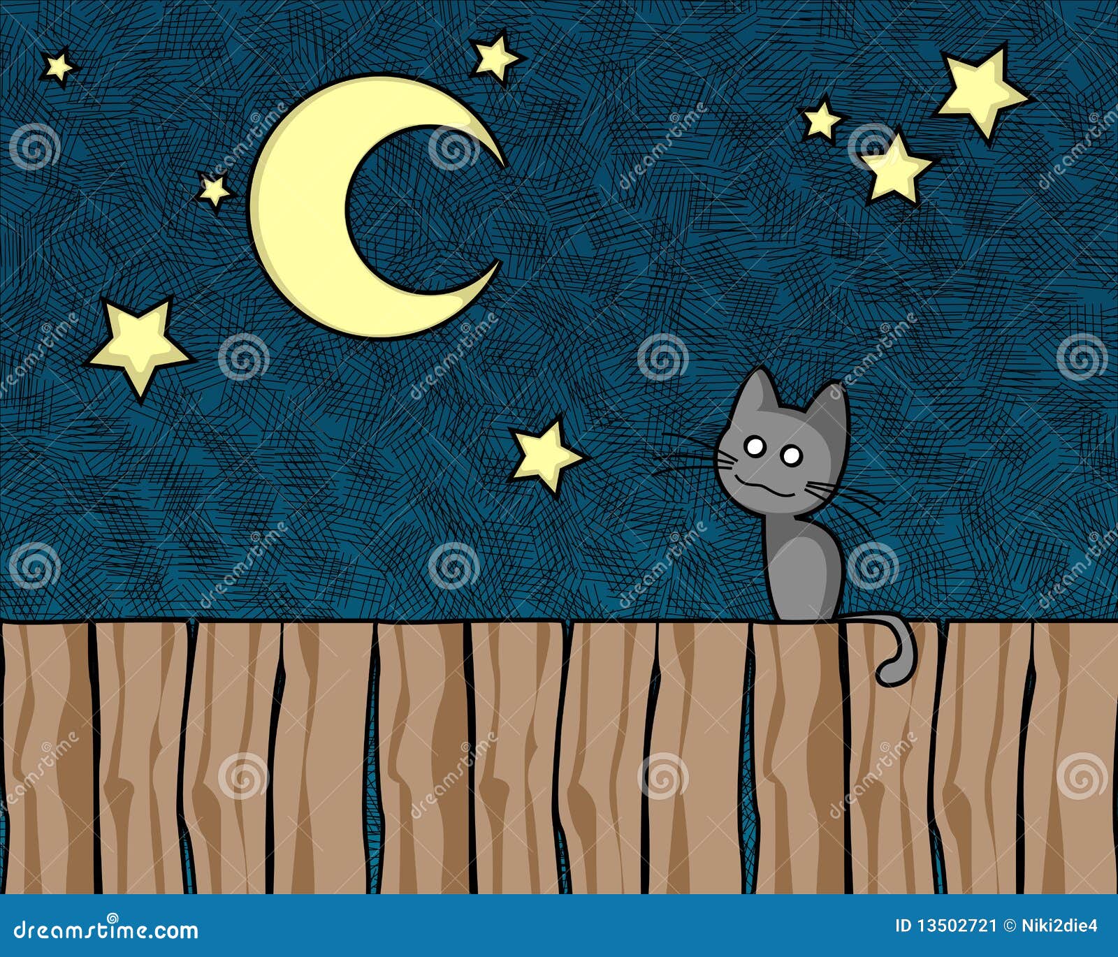 Night cat stock vector. Illustration of kitten, animal - 13502721