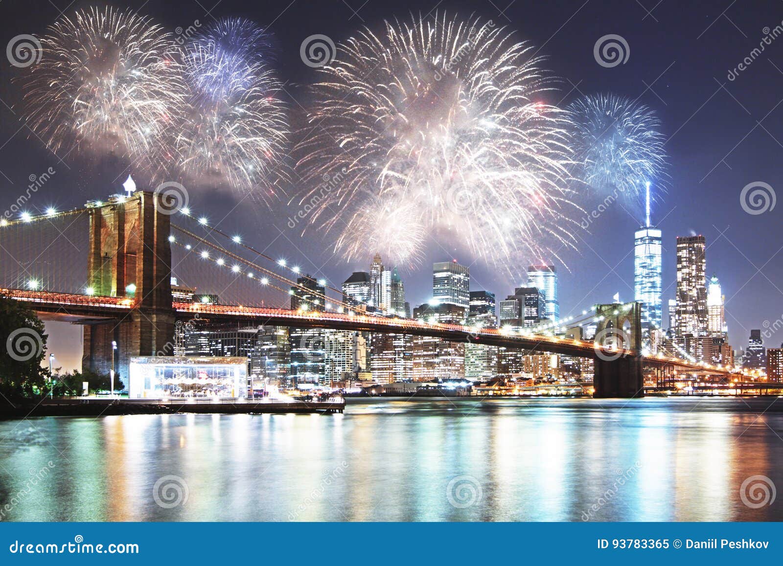 Night City with Fireworks Backdrop Stock Image - Image of fourth ...