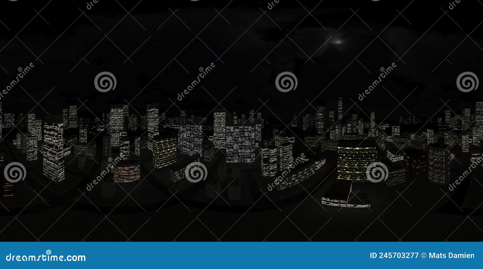 Night City 360 HDRI. Environment, Panorama, 3d Rendering 04 Stock ...