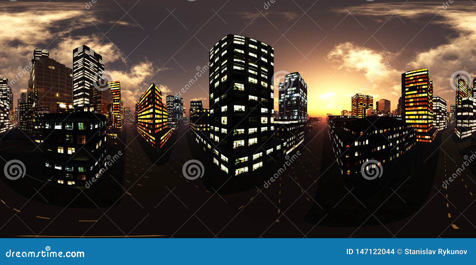 night city. hdri . equidistant projection