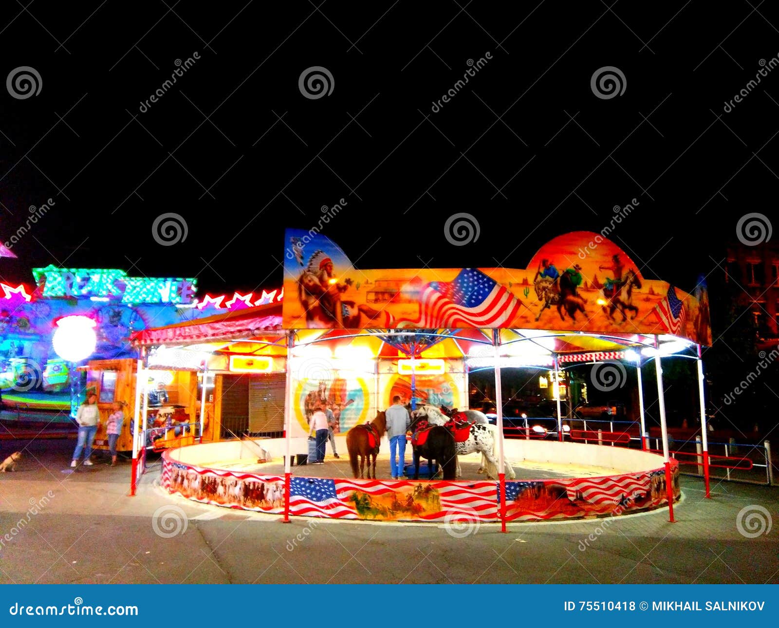 Night City Lights Attractions Editorial Stock Photo of attraction, belgium: 75510418