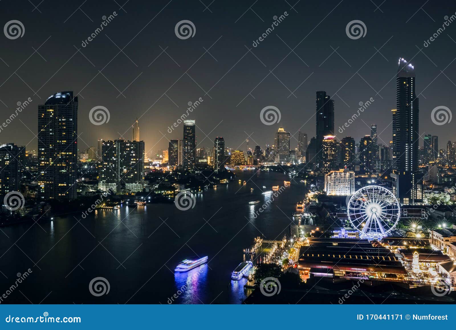 Night City in the Riverside Stock Image Image of nightlife, city