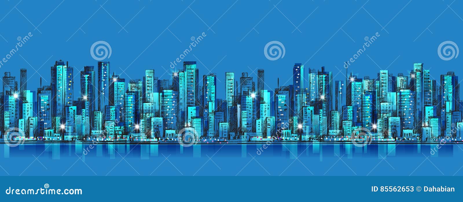 Download Night City Skyline, Vector Illustration Stock Vector ...