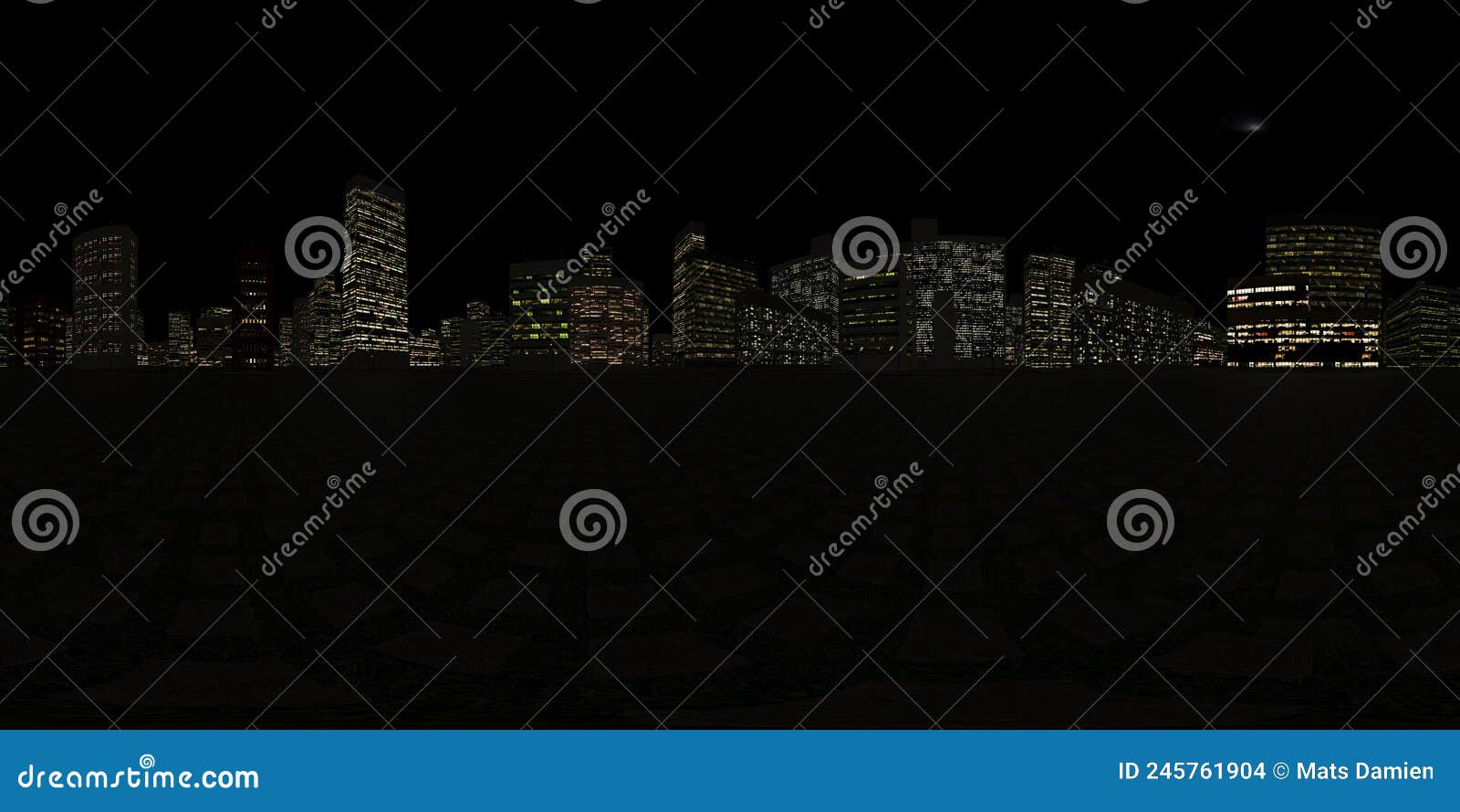 Night City Street Low Angle 3d Rendering Hdri Stock Photo - Image of ...