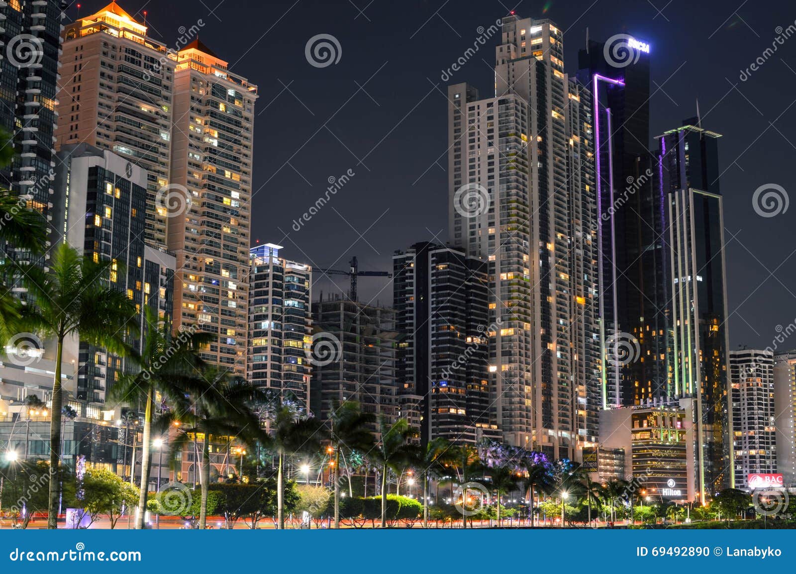 Night Cityscape Of Panama City Panama Central America Editorial Image